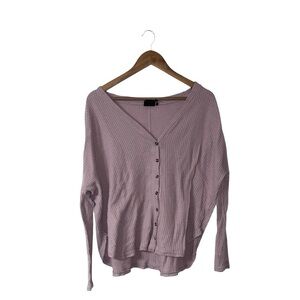 Urban Outfitters Out From Under Purple Waffle Knit Button Long Sleeve Size Small